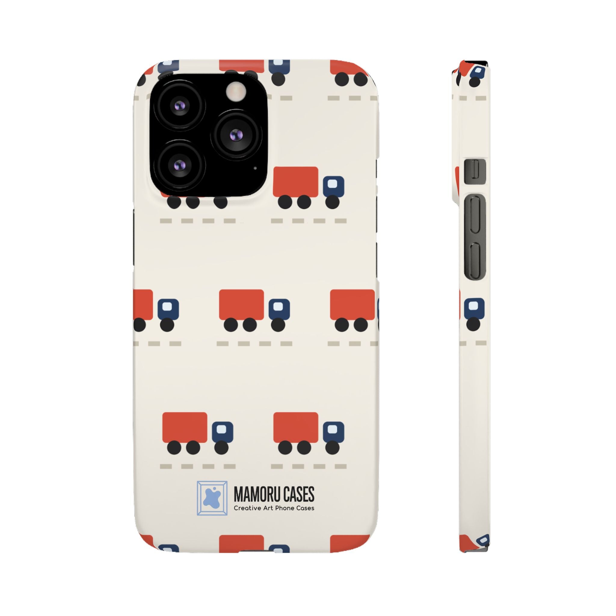 Truck Pattern Phone Case — Cute Red & Blue Delivery Truck iPhone Cover