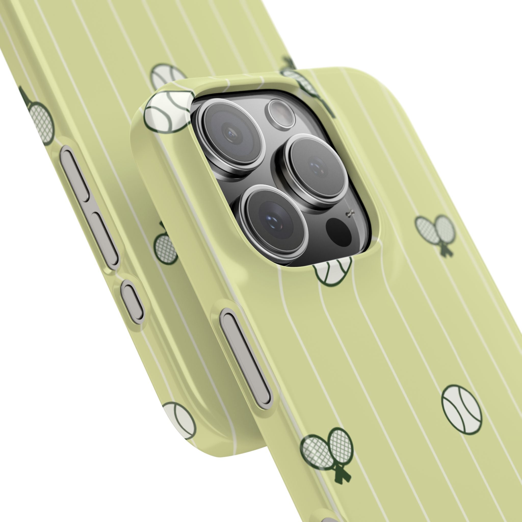 Tennis Pattern Phone Case — Yellow Racket & Ball Snap Case