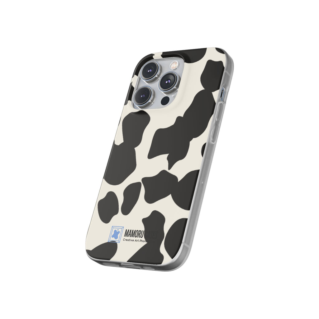 Cow Print Phone Case — Black & White Cowhide Pattern Flexible Protective Cover