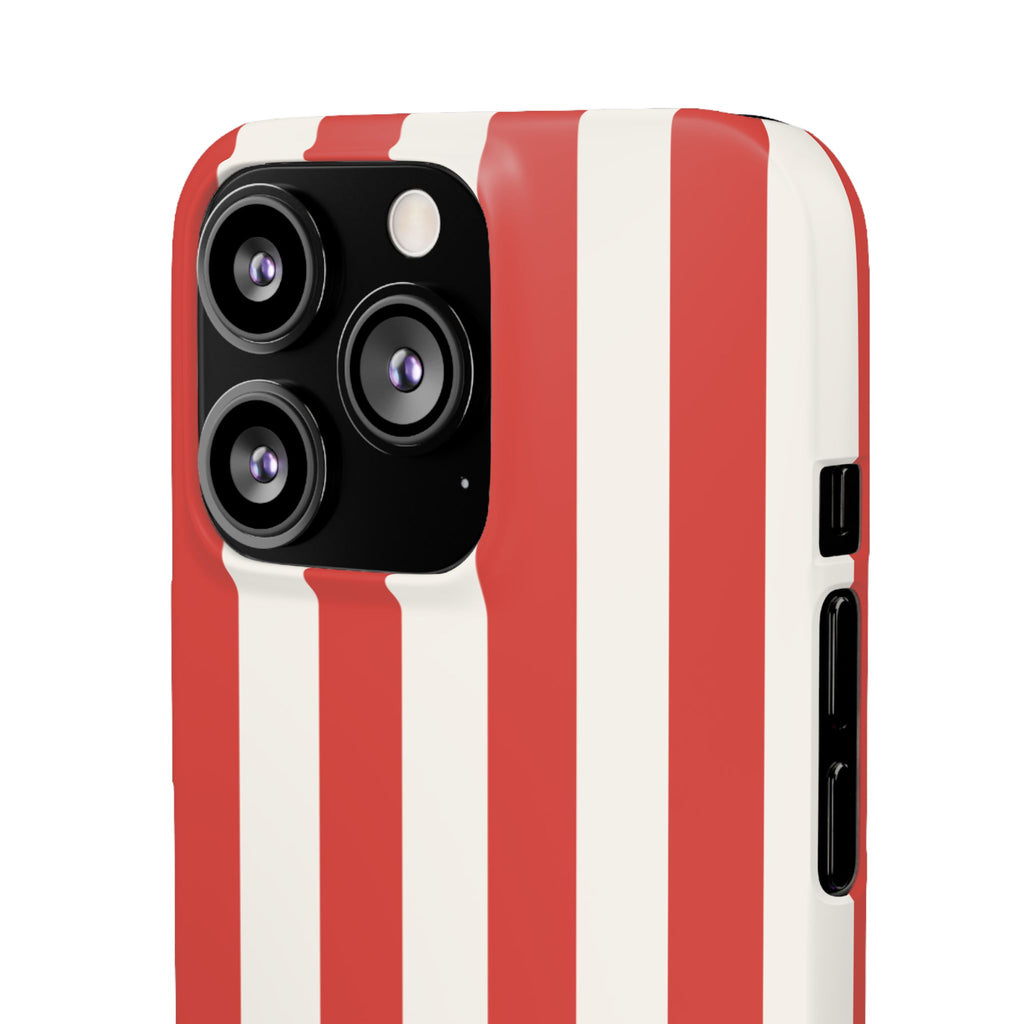 Striped Red & White Snap Phone Case – Classic Candy-Stripe Protection