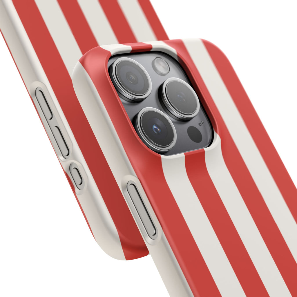 Red & White Striped Phone Case — Bold Nautical-Inspired Snap Cover