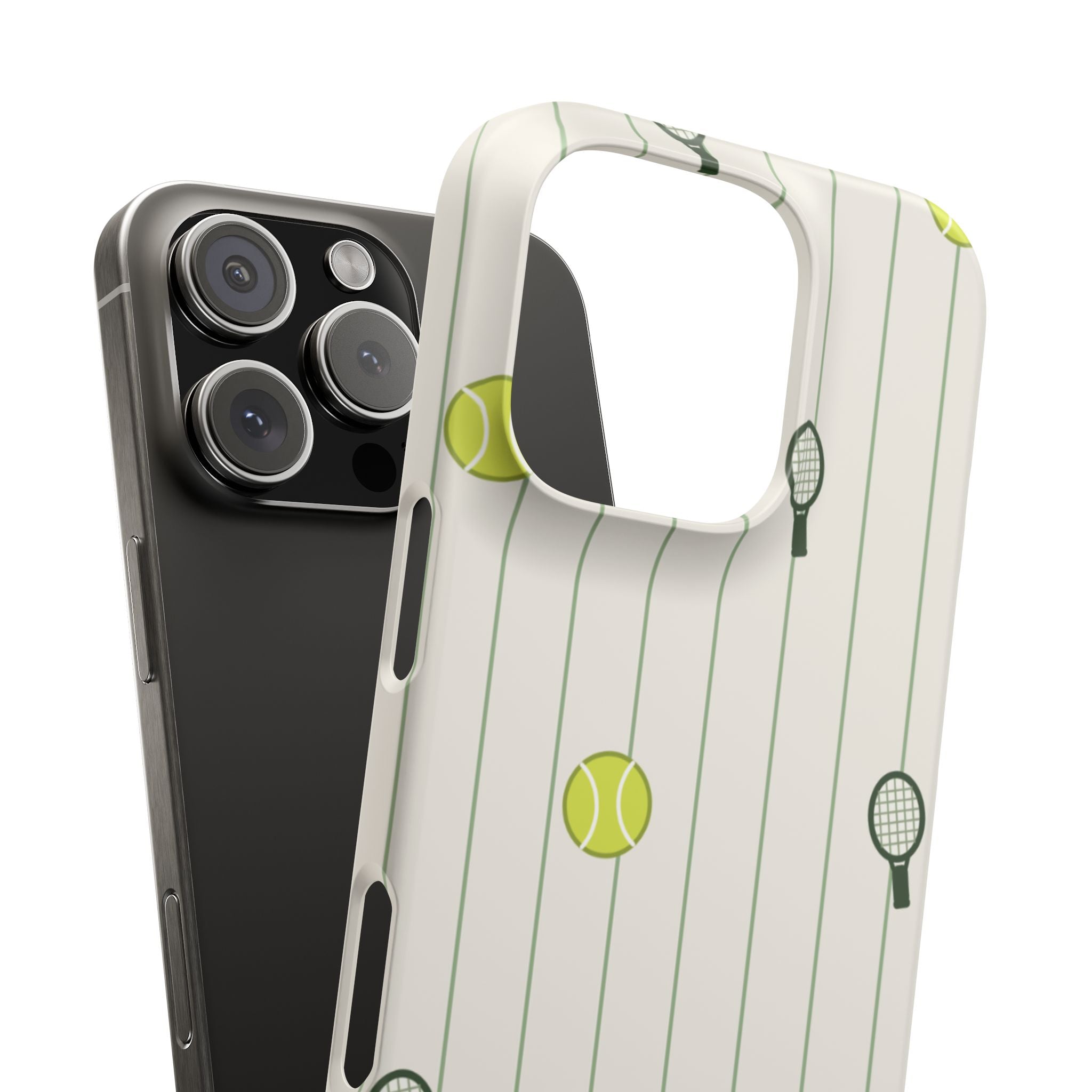 Tennis Pattern Phone Case — Rackets & Tennis Balls Protective Snap Case