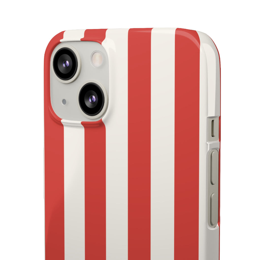 Red & White Striped Phone Case — Bold Nautical-Inspired Snap Cover