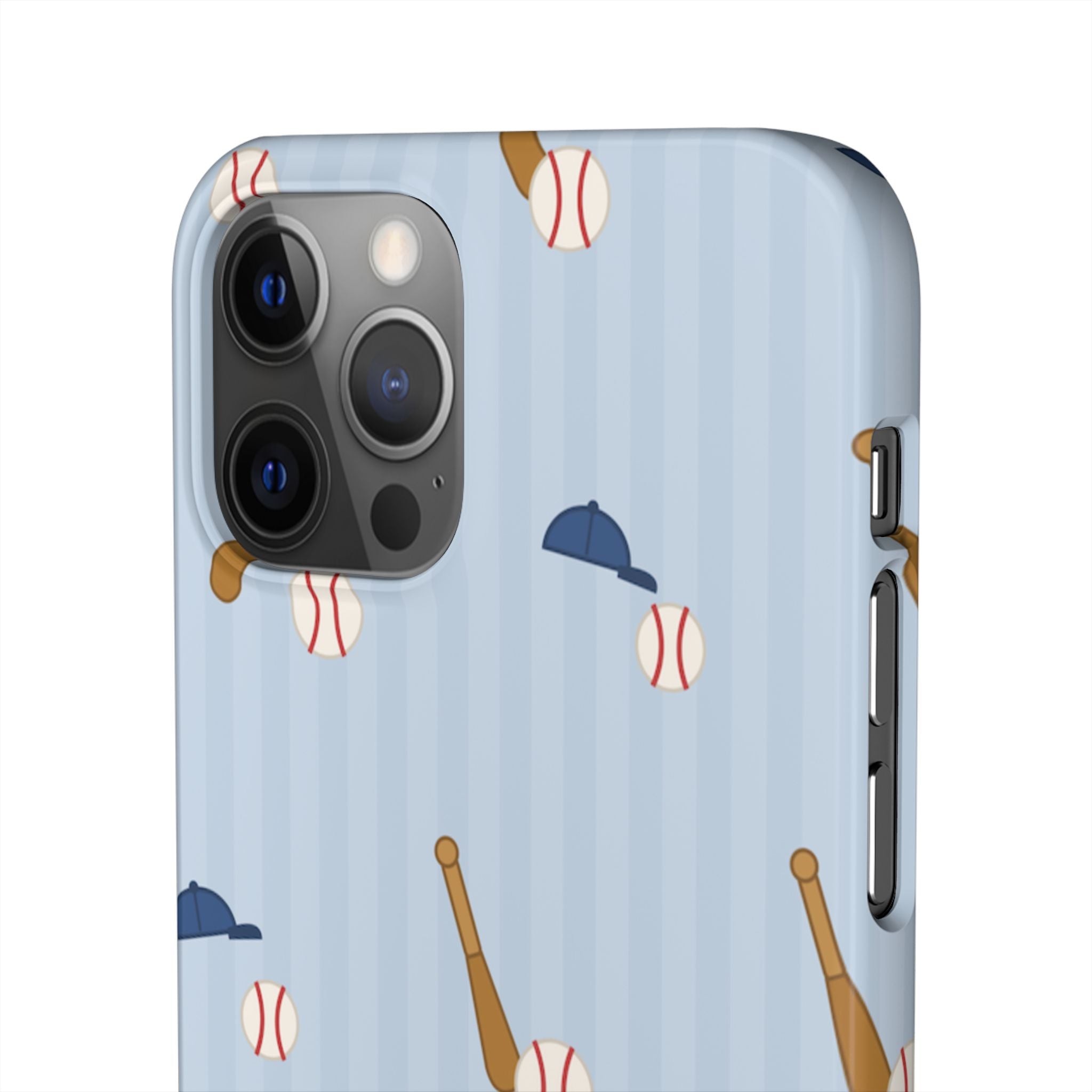 Baseball Pattern Phone Case — Blue Bat & Cap Snap Case