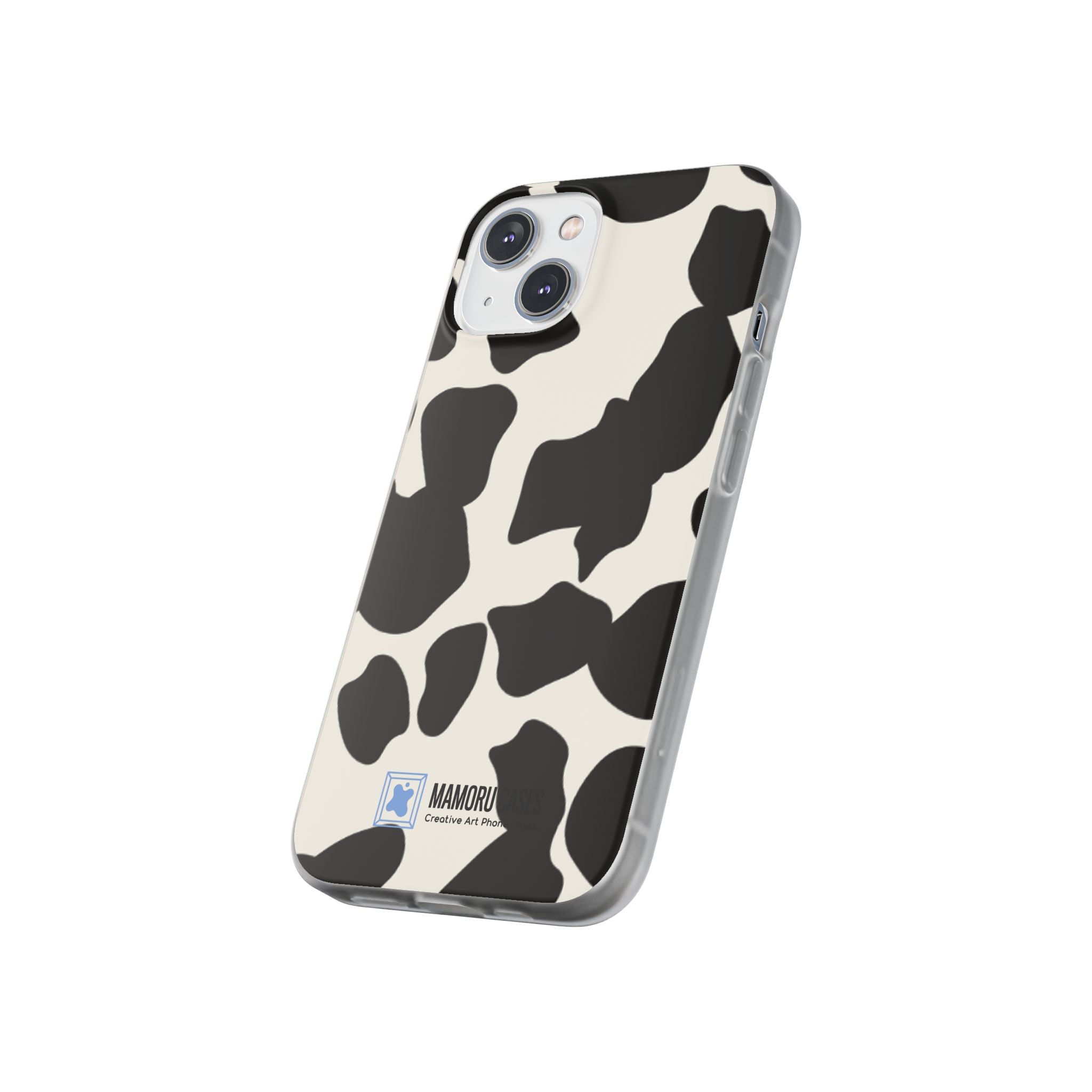 Cow Print Phone Case — Black & White Cowhide Pattern Flexible Protective Cover