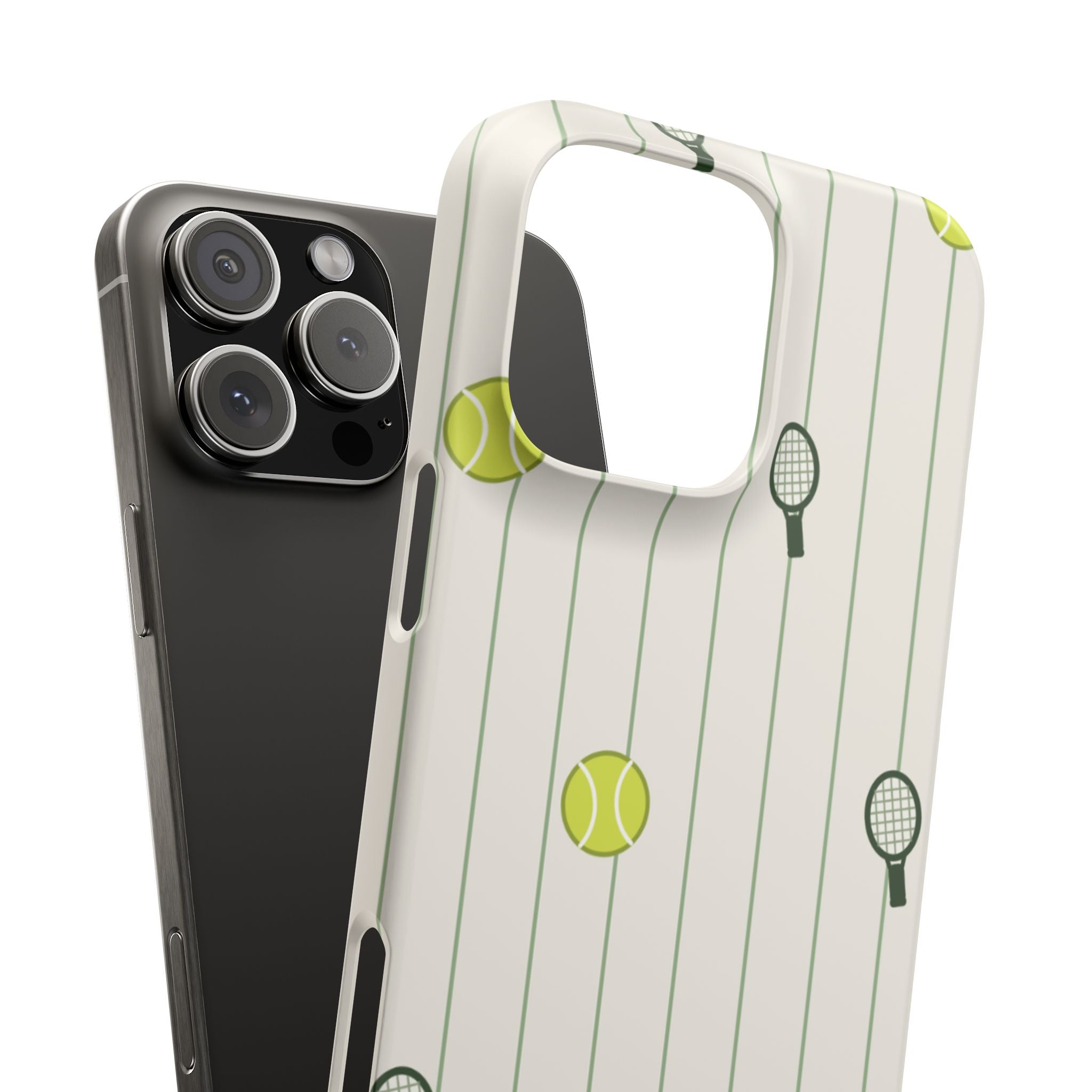 Tennis Pattern Phone Case — Rackets & Tennis Balls Protective Snap Case