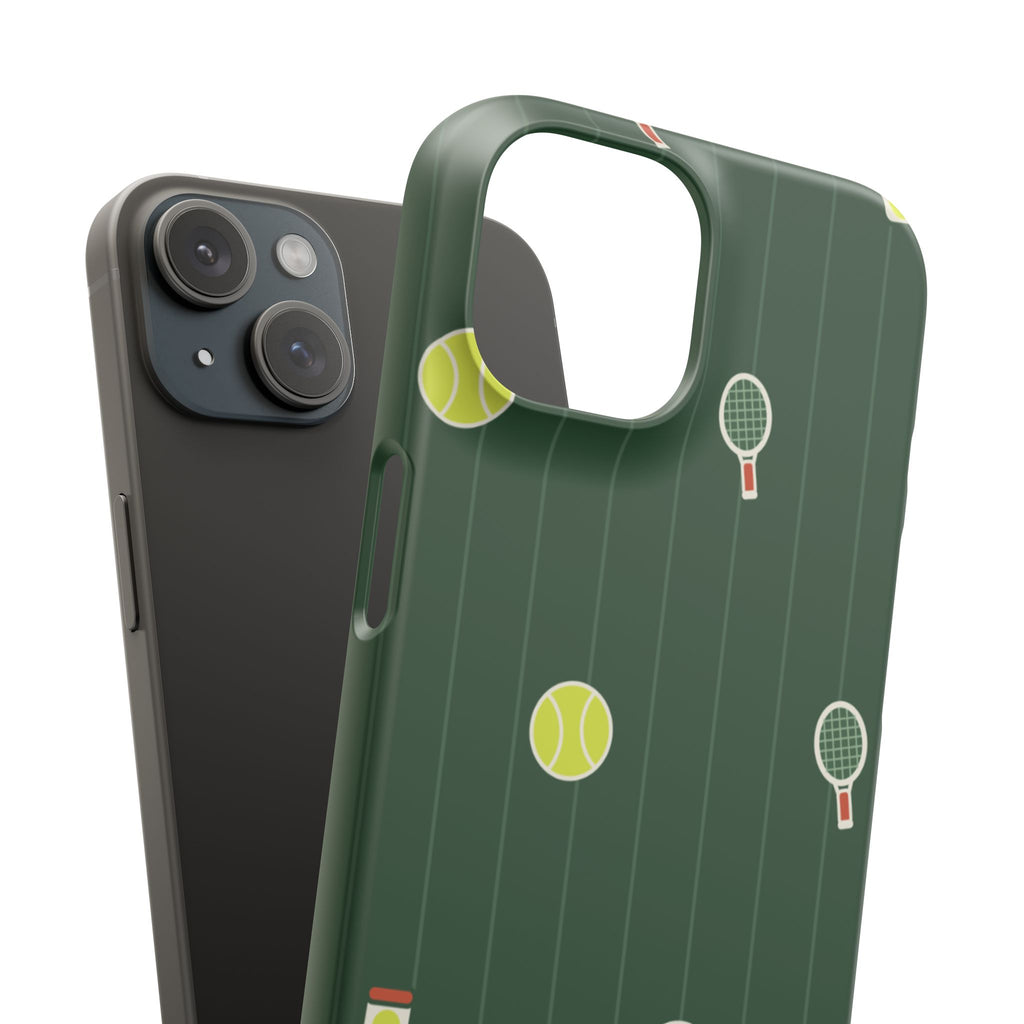 Tennis Pattern Phone Case — Green Court Design with Rackets & Balls