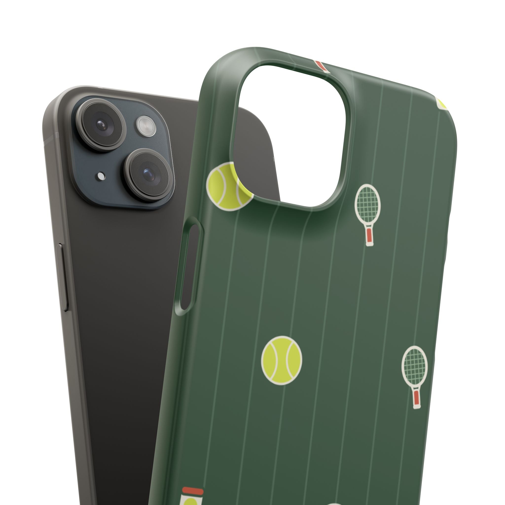 Tennis Pattern Phone Case — Green Court Design with Rackets & Balls