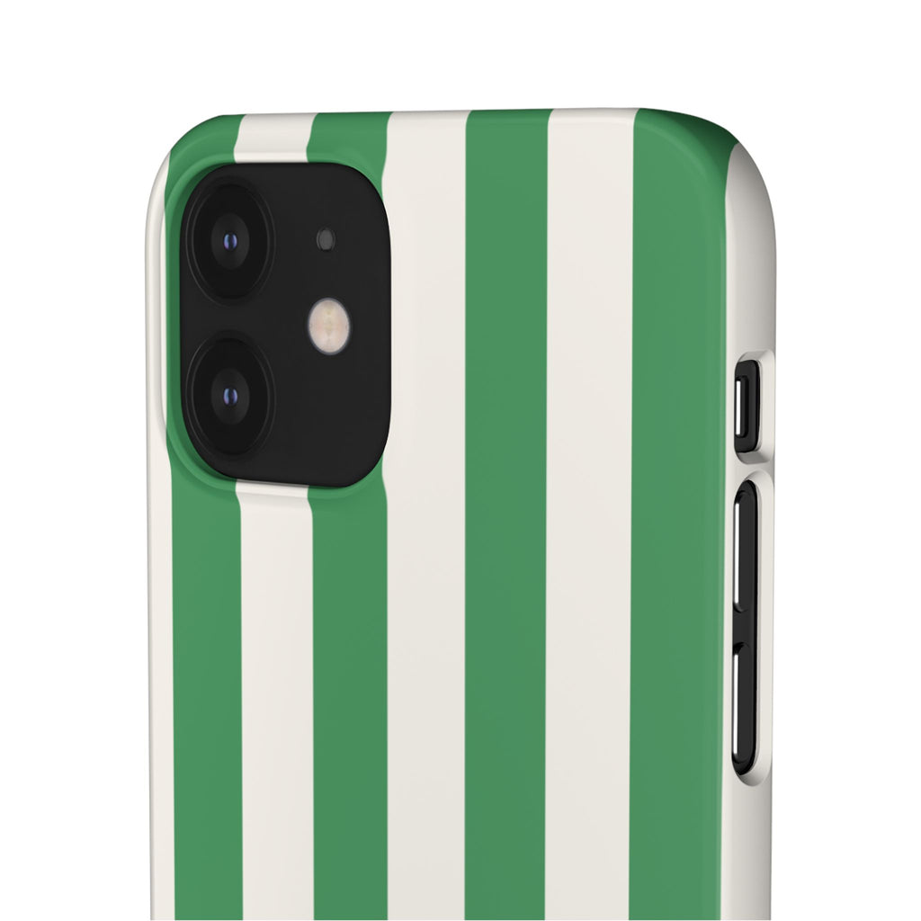 Green & White Stripe Phone Case — Snap-On Protective Cover