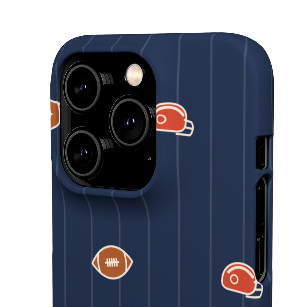 Football Pattern Phone Case – Navy Helmet & Pigskin Design