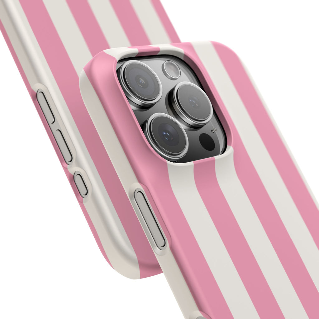 Pink & White Stripe Snap Phone Case — Cute Striped iPhone Cover