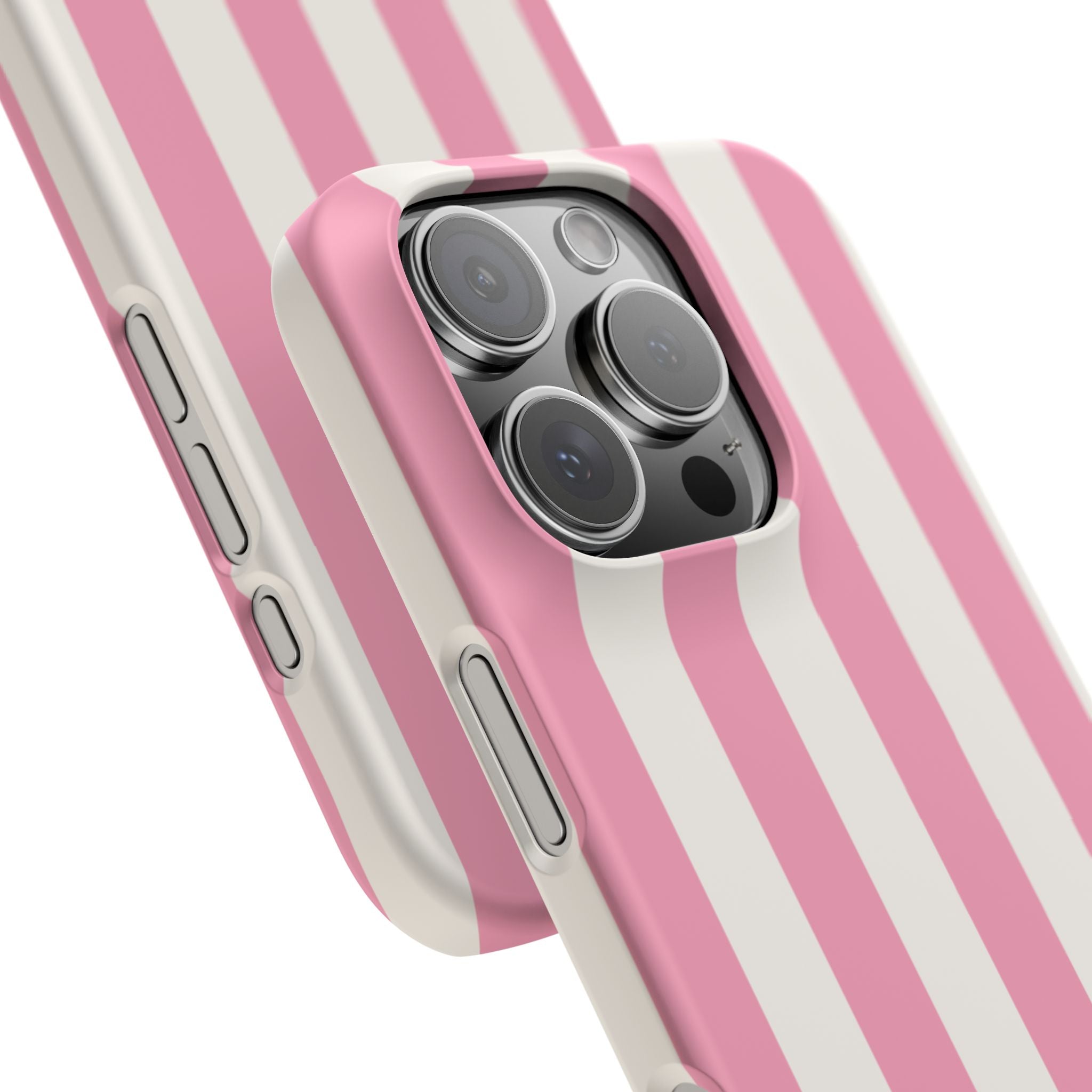 Pink & White Stripe Snap Phone Case — Cute Striped iPhone Cover