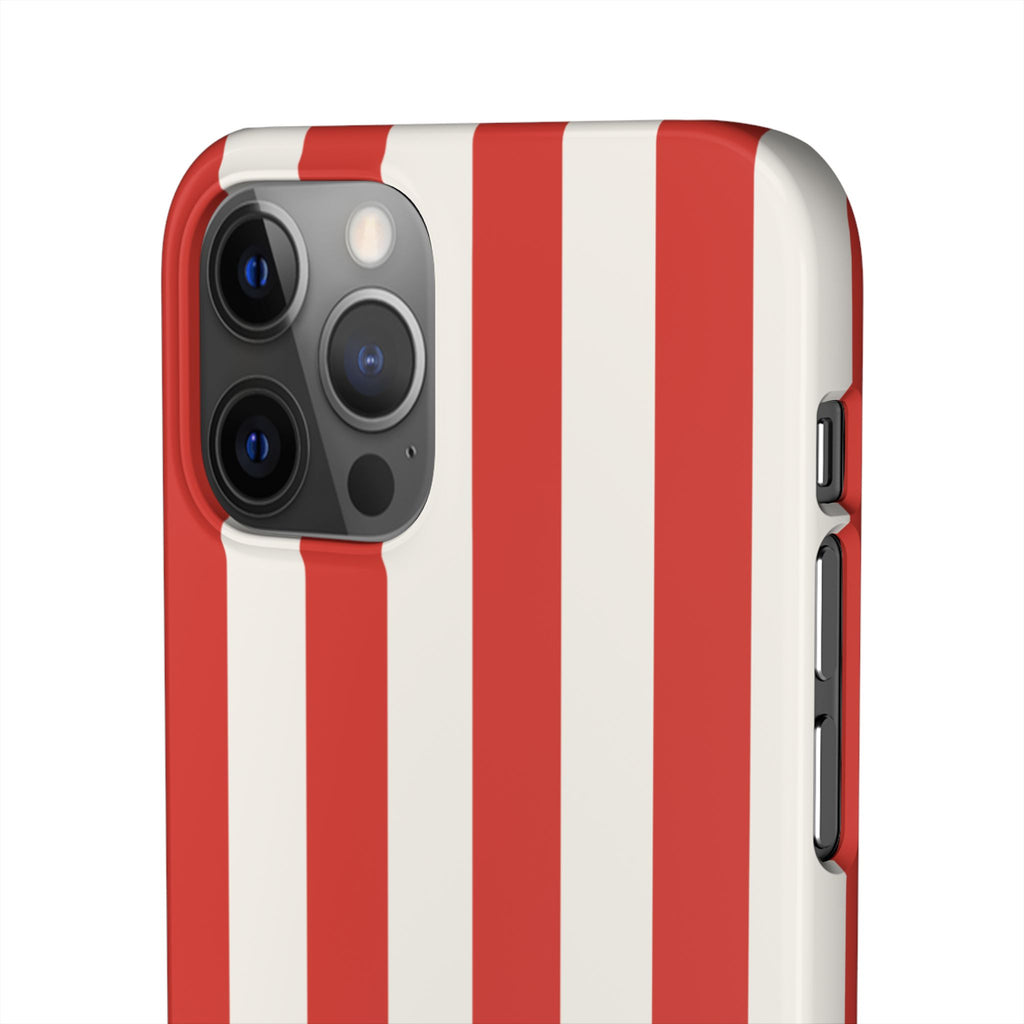 Striped Red & White Snap Phone Case – Classic Candy-Stripe Protection