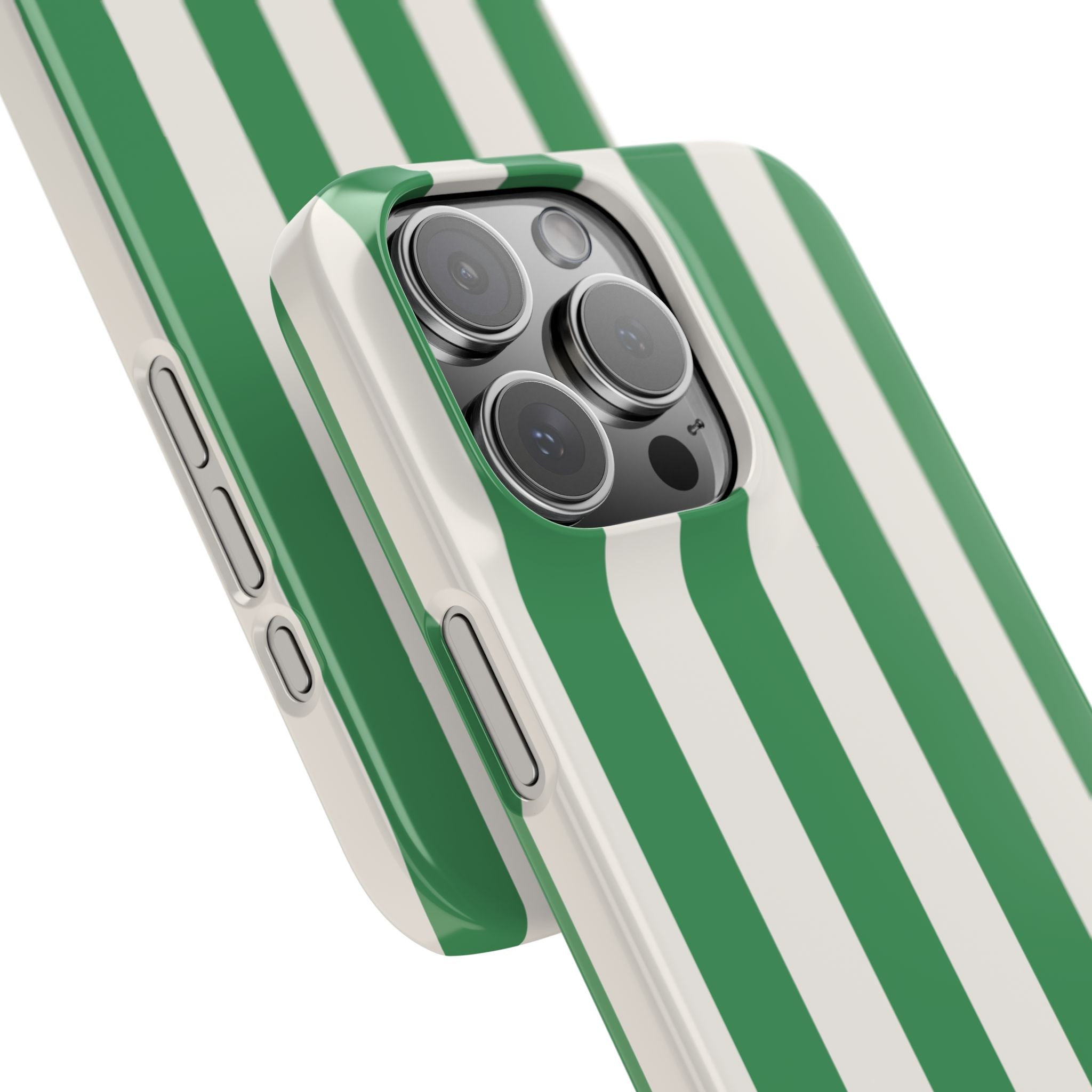 Green & White Stripe Phone Case — Snap-On Protective Cover