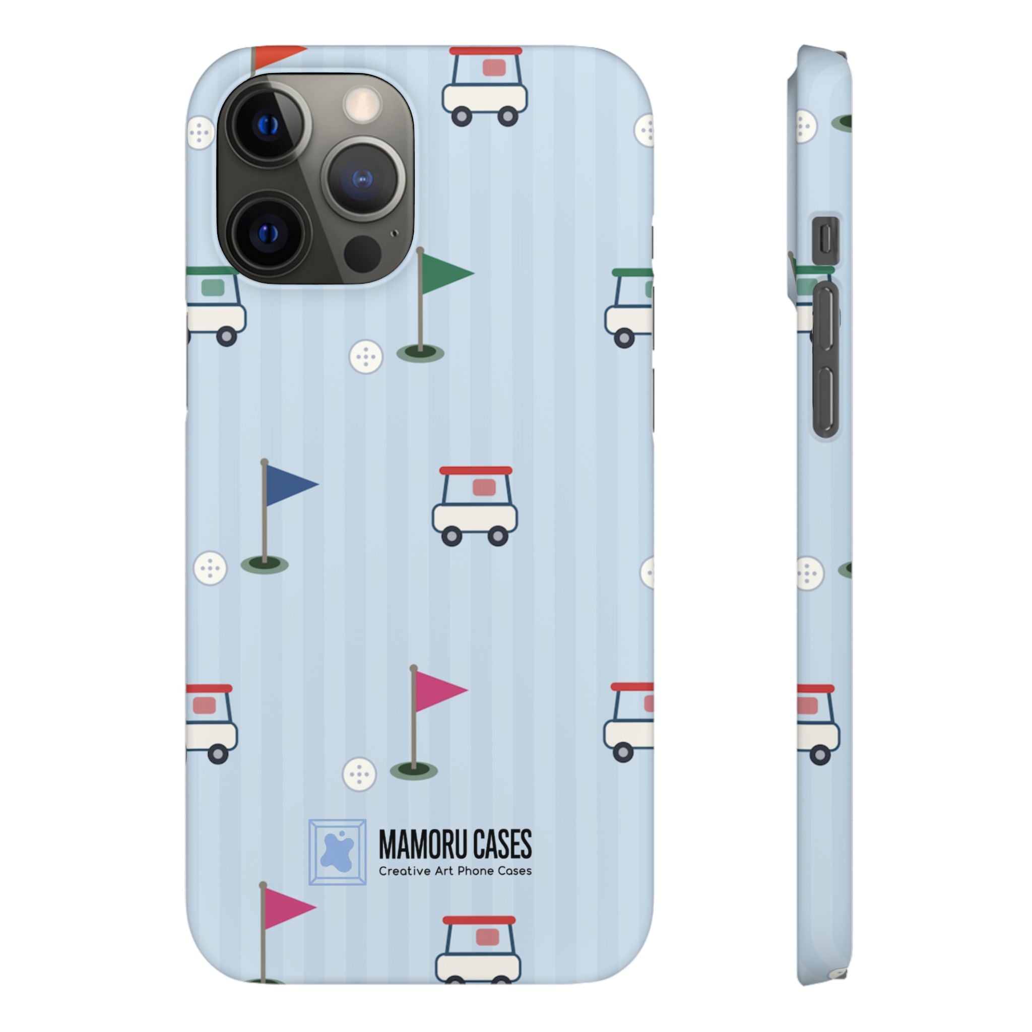 Golf Cart Pattern Phone Case – Cute Blue Golf Course Snap Case