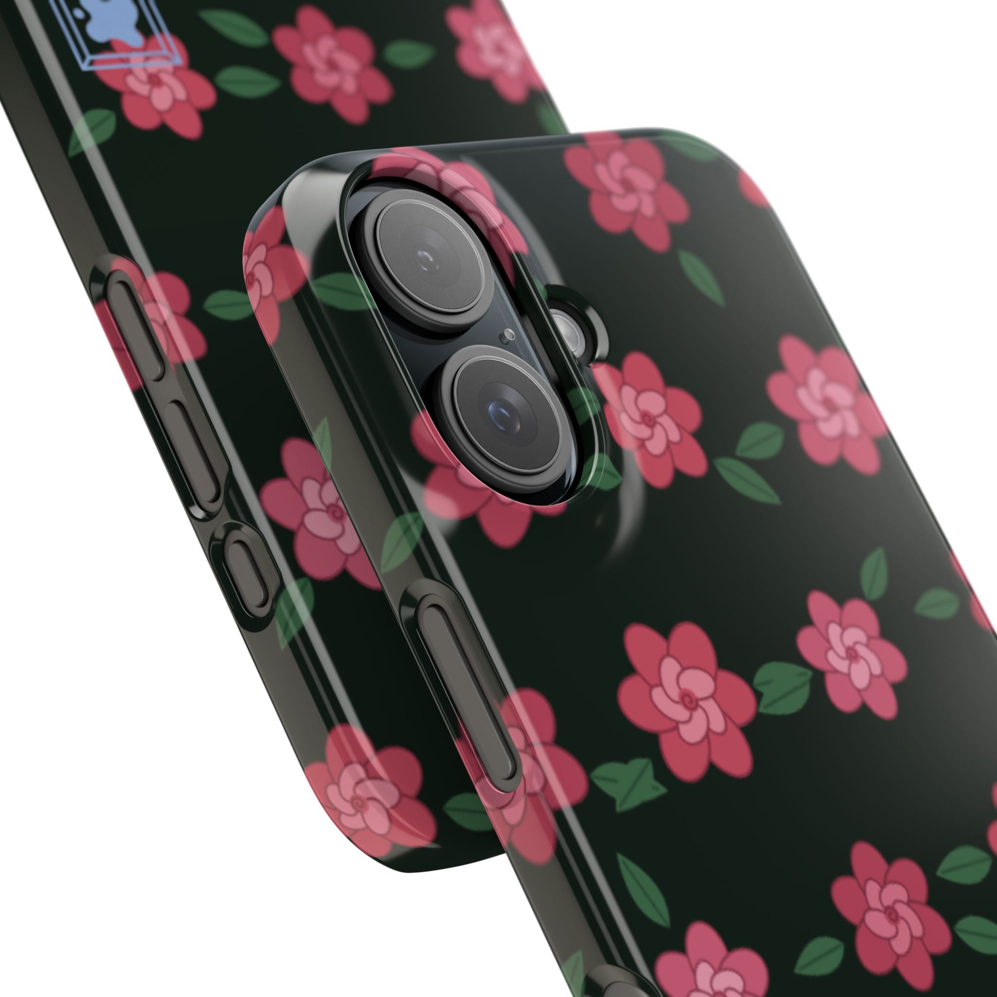 Floral Snap Phone Case — Pink Camellia Pattern on Dark Background