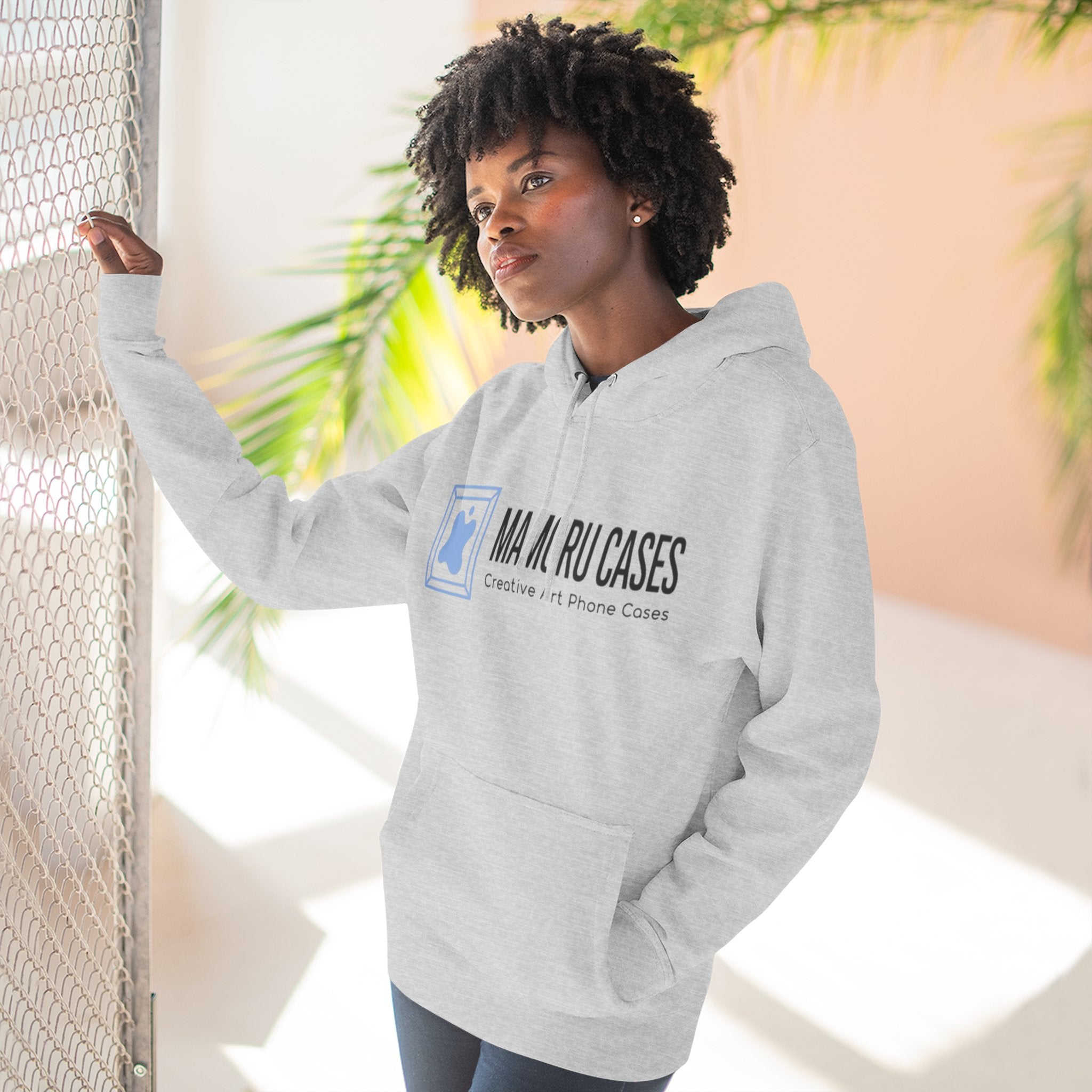 Three-Panel Fleece Hoodie — Minimal Logo Comfort Hooded Sweatshirt