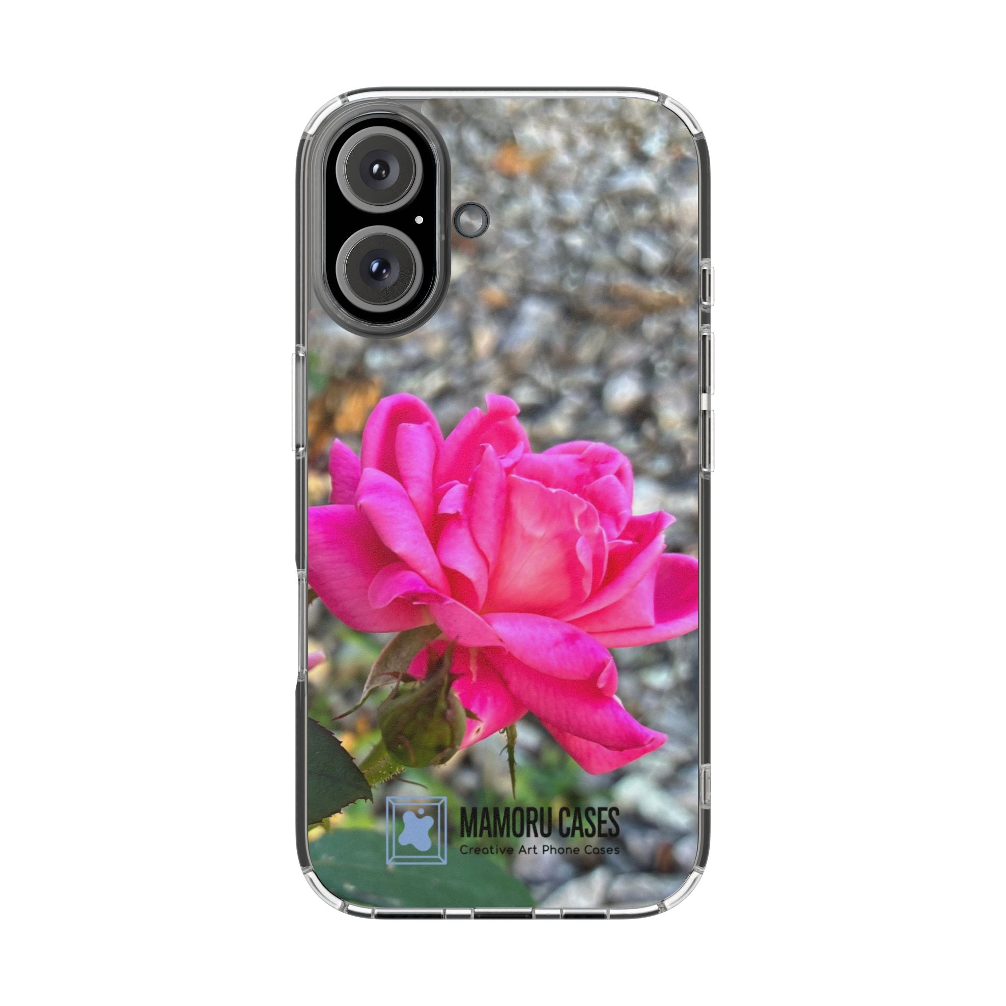 Clear Magnetic Phone Case — Pink Rose Photo Impact-Resistant