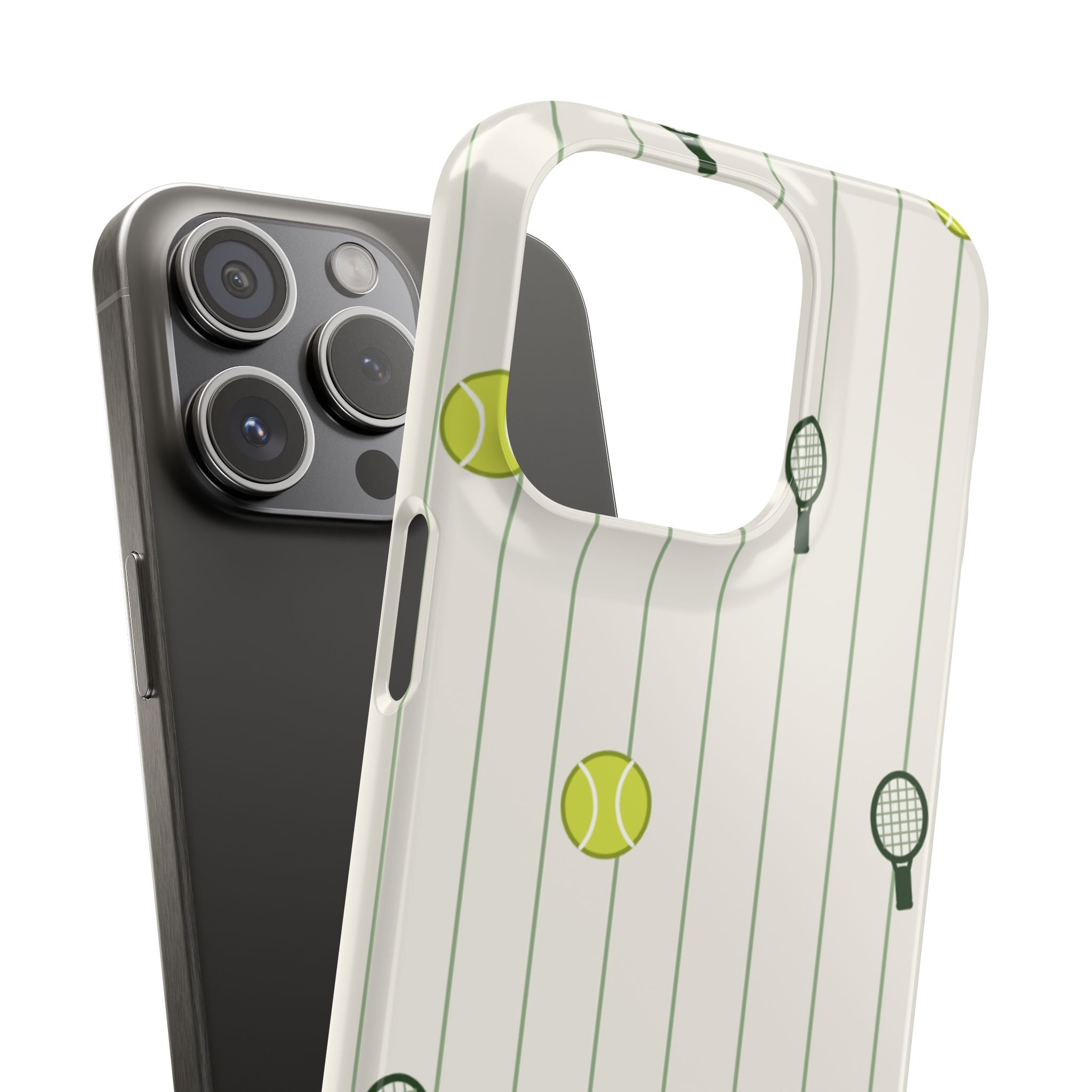 Tennis Pattern Phone Case — Rackets & Tennis Balls Protective Snap Case