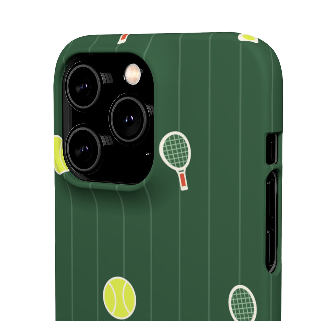 Tennis Pattern Phone Case — Green Court Design with Rackets & Balls