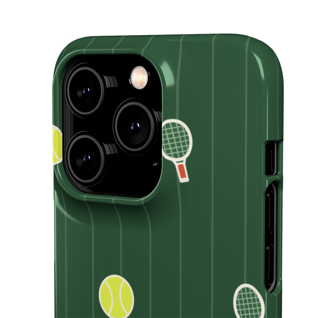 Tennis Pattern Phone Case — Green Court Design with Rackets & Balls