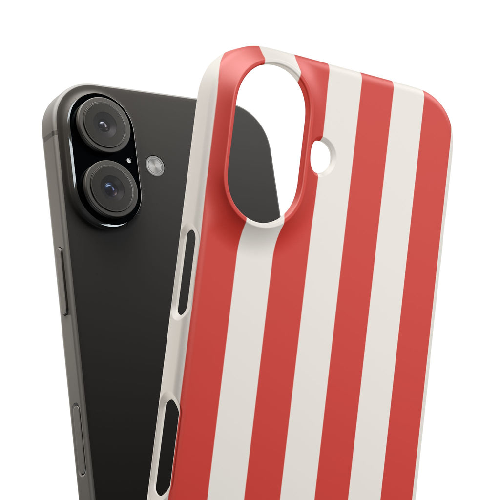 Red & White Striped Phone Case — Bold Nautical-Inspired Snap Cover