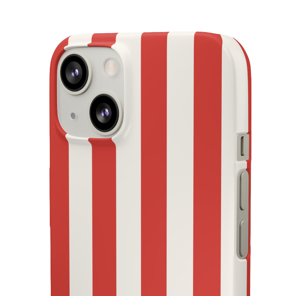 Striped Red & White Snap Phone Case – Classic Candy-Stripe Protection