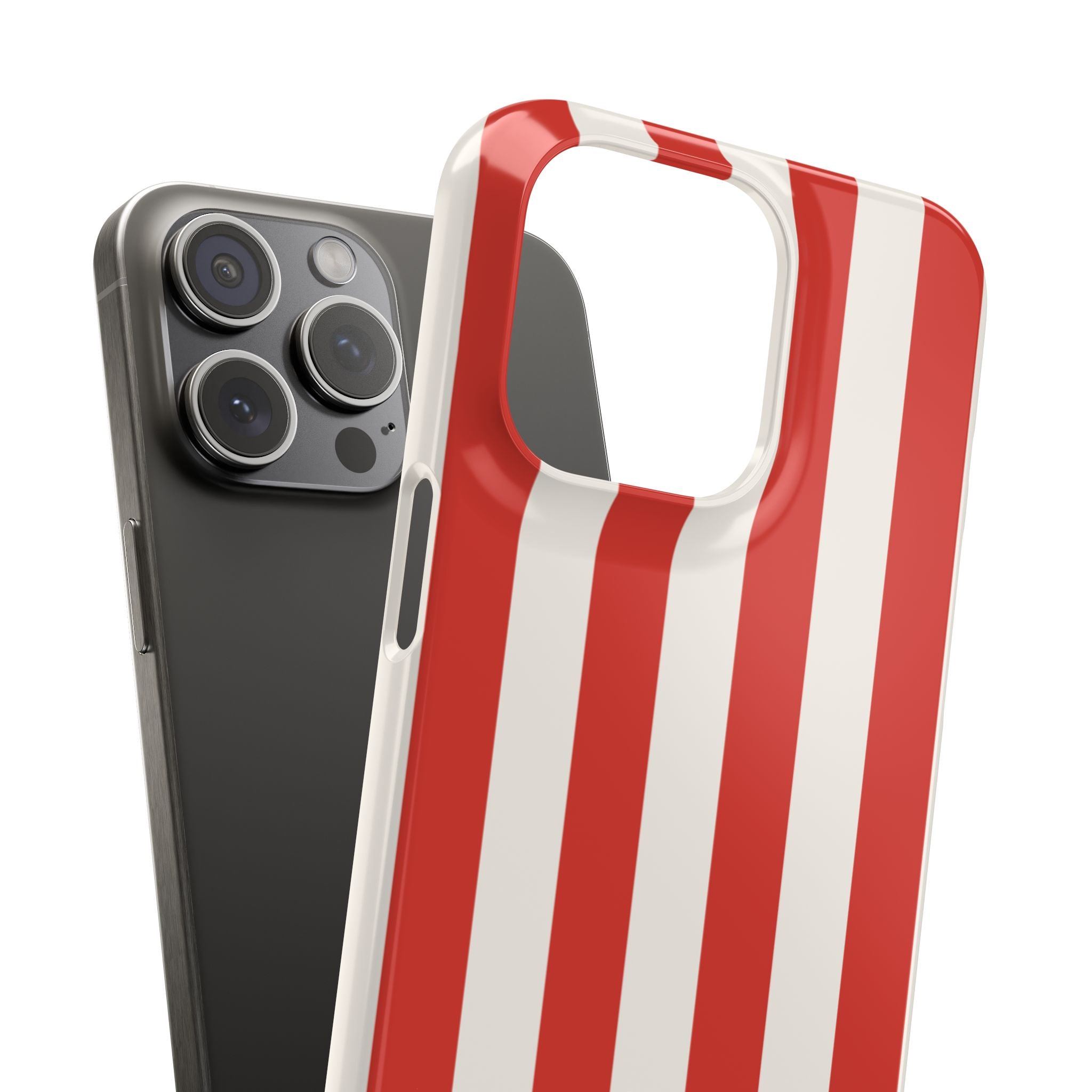Red & White Striped Phone Case — Bold Nautical-Inspired Snap Cover