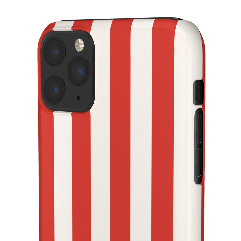 Striped Red & White Snap Phone Case – Classic Candy-Stripe Protection