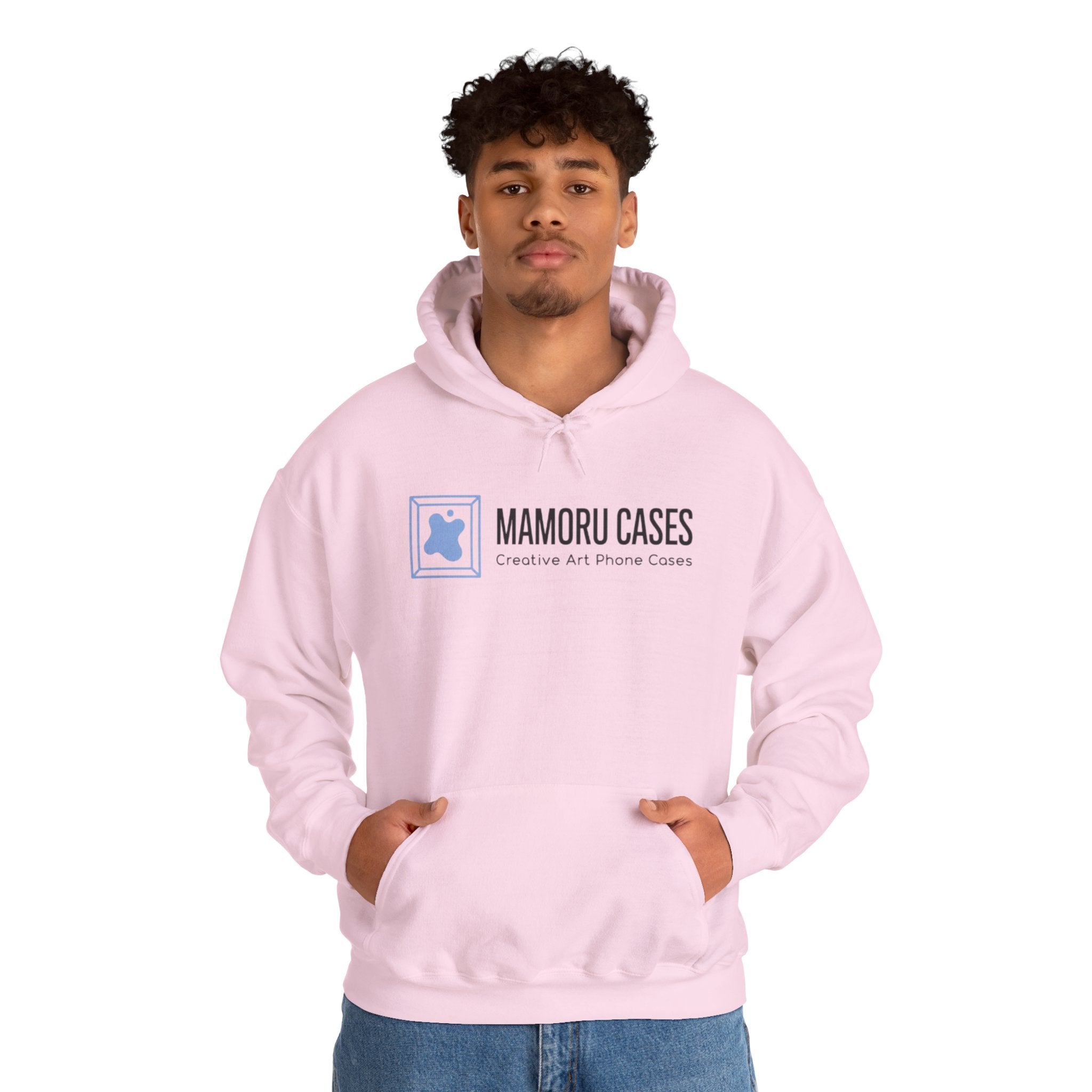 Mamoru Cases Logo Hoodie – Minimalist White Graphic Sweatshirt