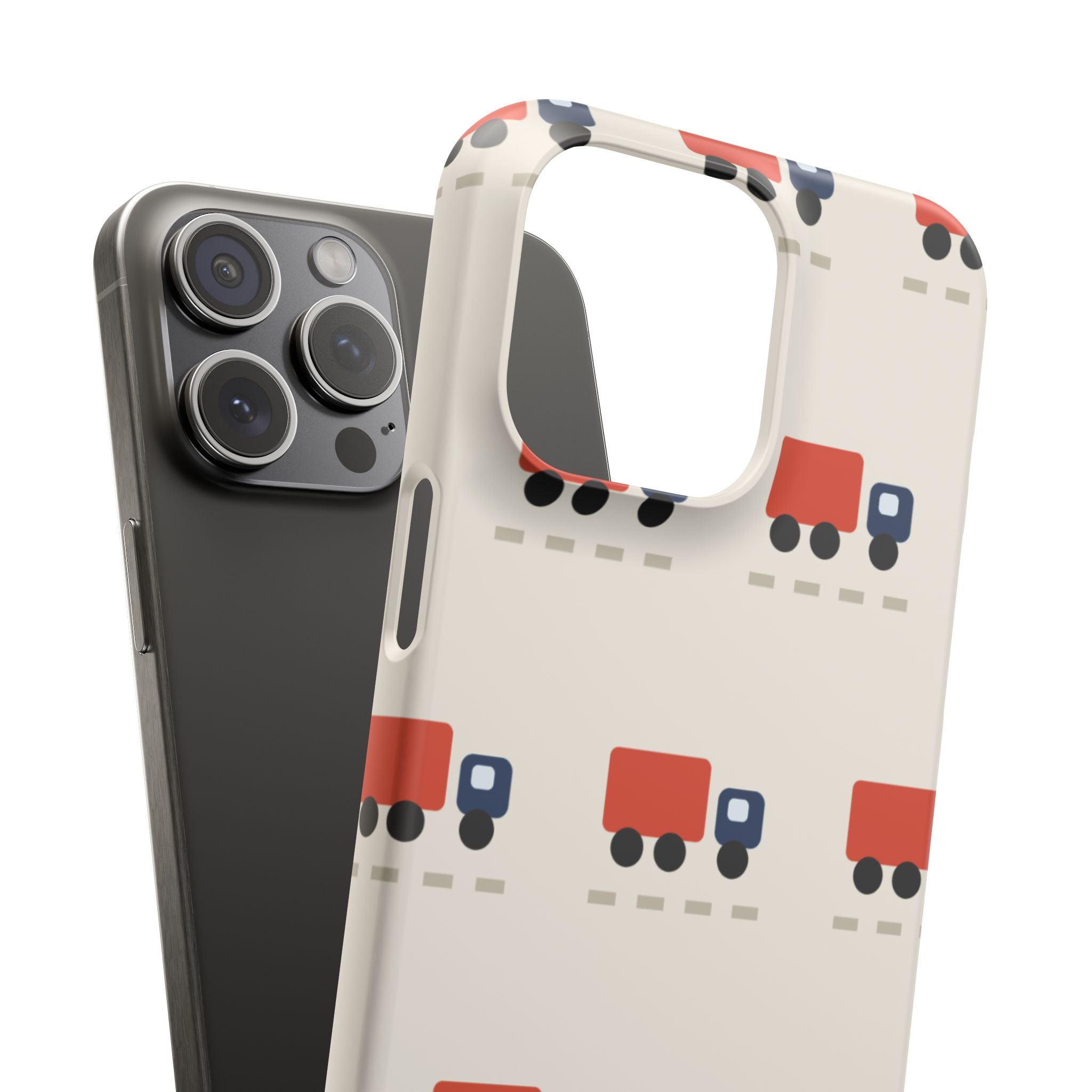 Truck Pattern Phone Case — Cute Red & Blue Delivery Truck iPhone Cover