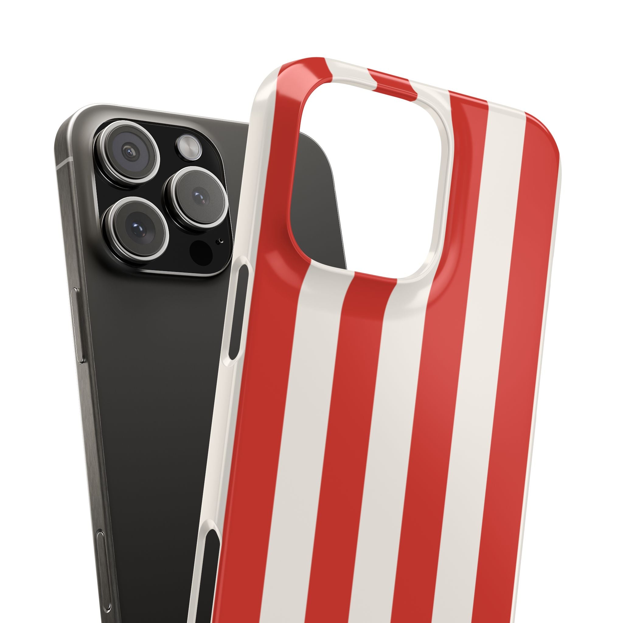 Red & White Striped Phone Case — Bold Nautical-Inspired Snap Cover