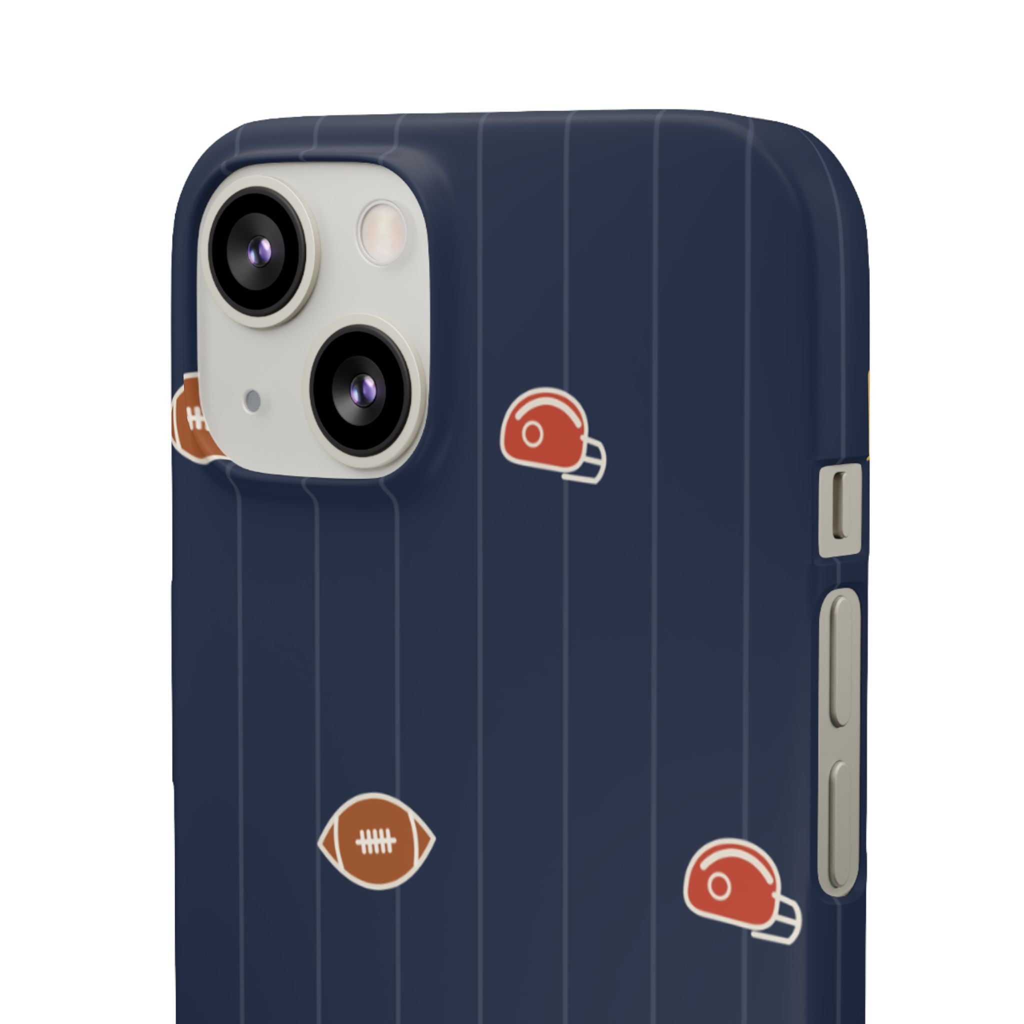 Football Pattern Phone Case – Navy Helmet & Pigskin Design