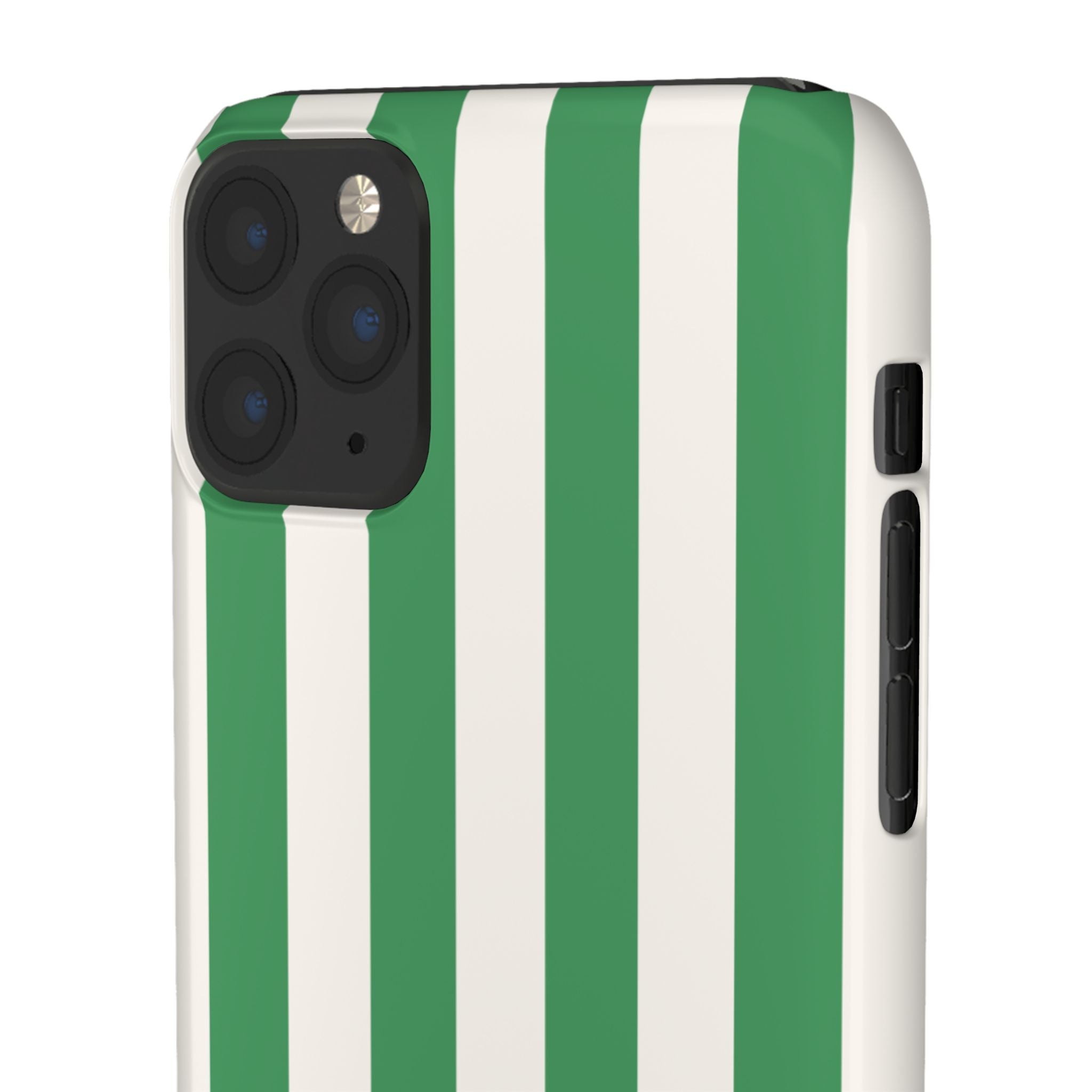 Green & White Stripe Phone Case — Snap-On Protective Cover