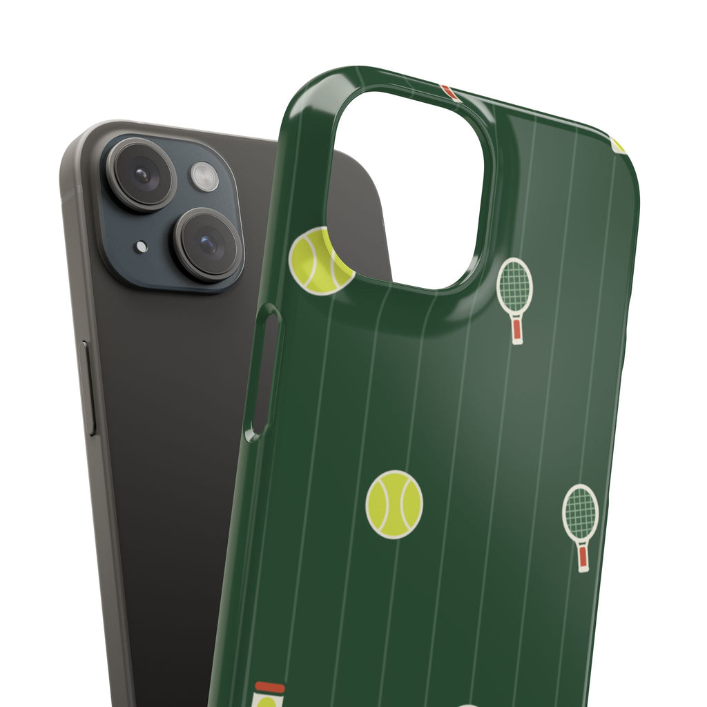 Tennis Pattern Phone Case — Green Court Design with Rackets & Balls