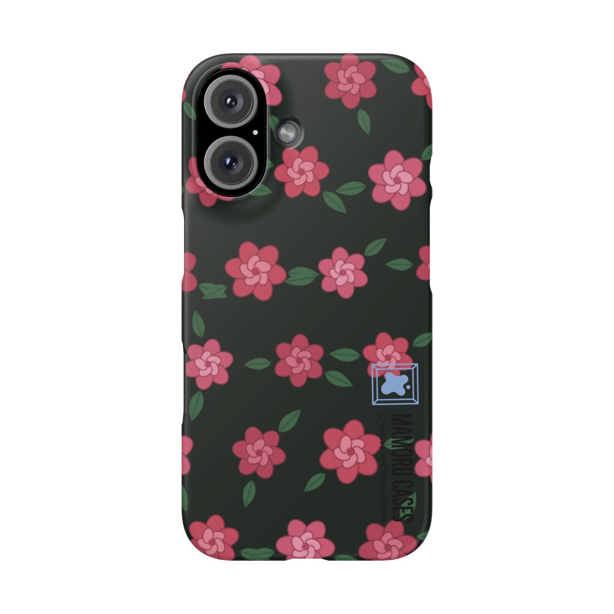 Floral Snap Phone Case — Pink Camellia Pattern on Dark Background