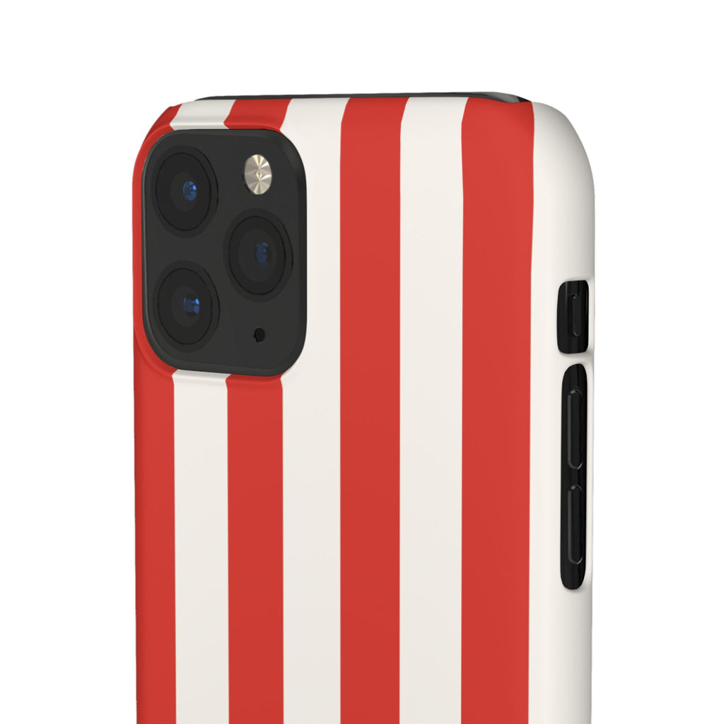 Red & White Striped Phone Case — Bold Nautical-Inspired Snap Cover