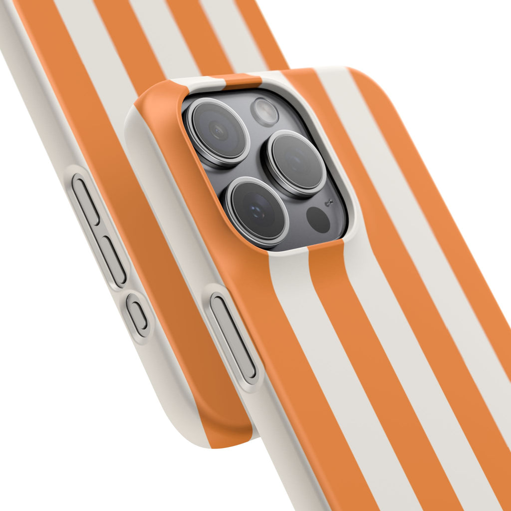 Striped Orange Snap Phone Case — Bold Retro Vertical Stripes iPhone Cover