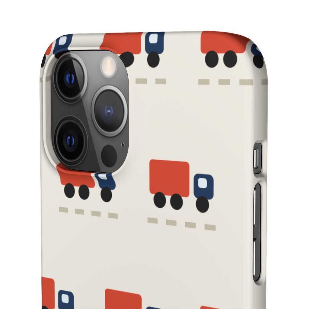 Truck Pattern Phone Case — Cute Red & Blue Delivery Truck iPhone Cover