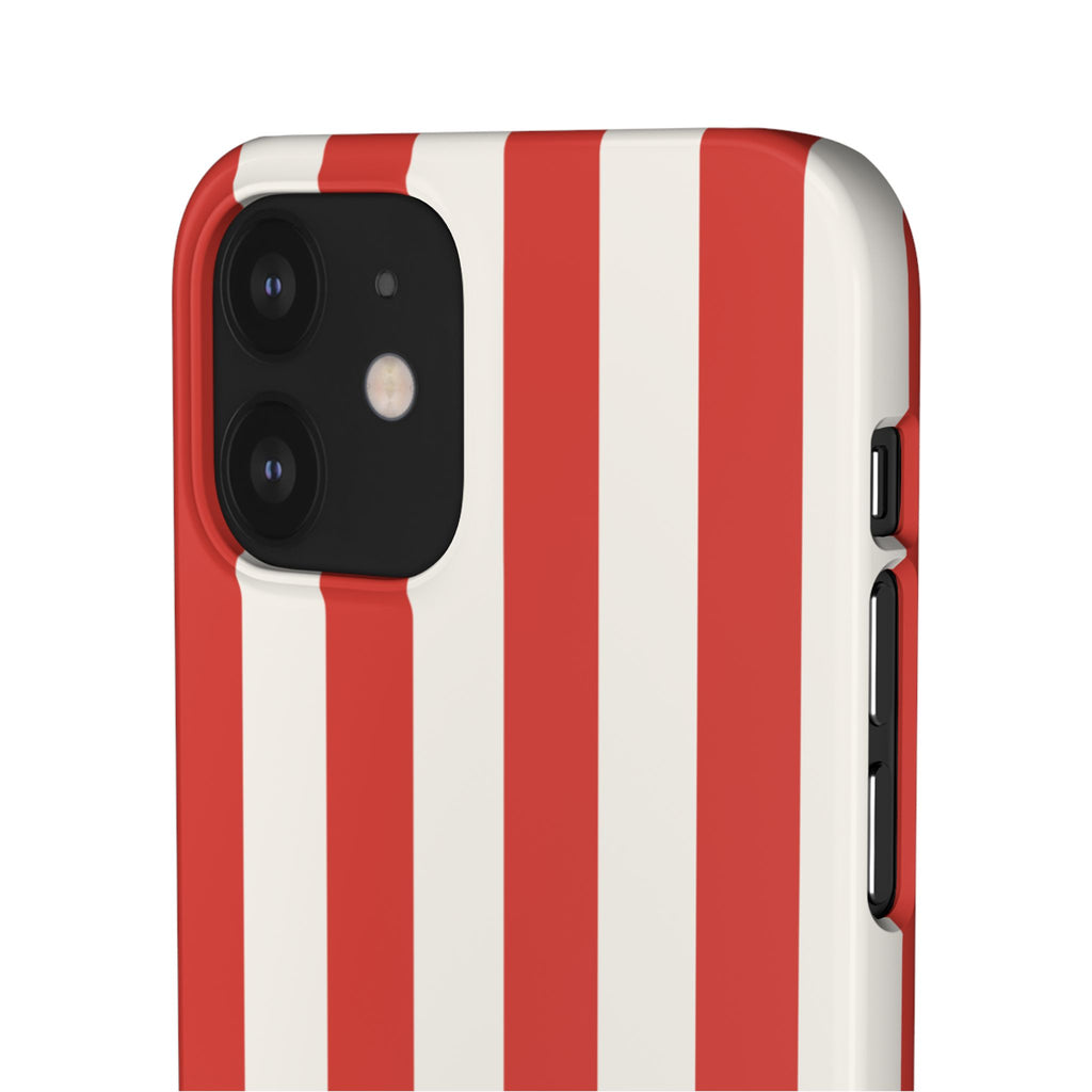 Striped Red & White Snap Phone Case – Classic Candy-Stripe Protection