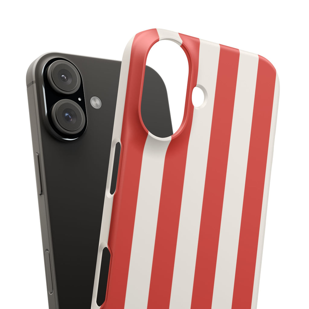 Striped Red & White Snap Phone Case – Classic Candy-Stripe Protection