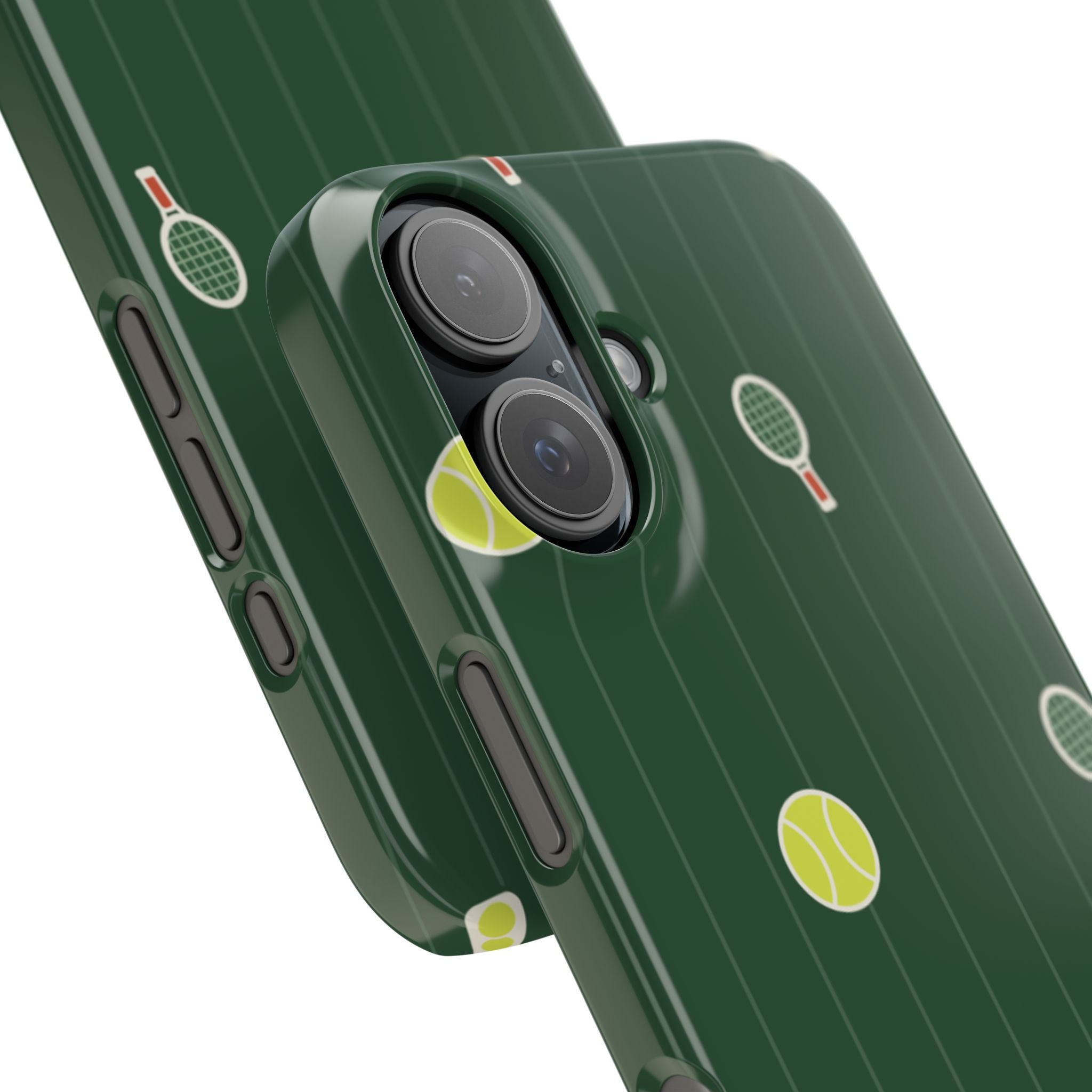 Tennis Pattern Phone Case — Green Court Design with Rackets & Balls