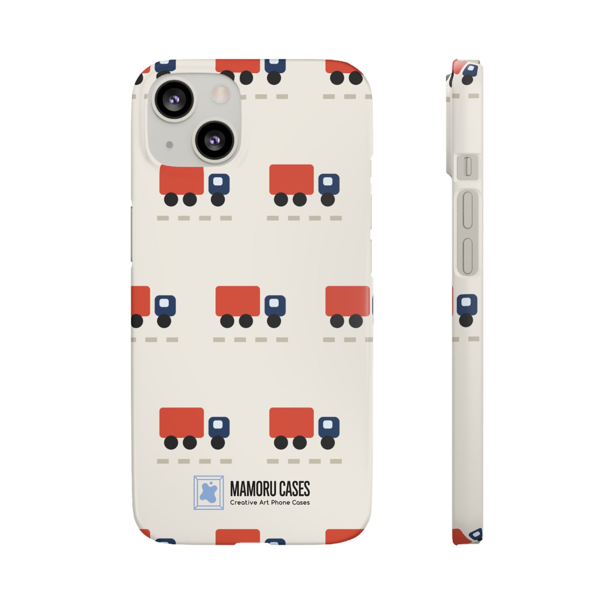Truck Pattern Phone Case — Cute Red & Blue Delivery Truck iPhone Cover