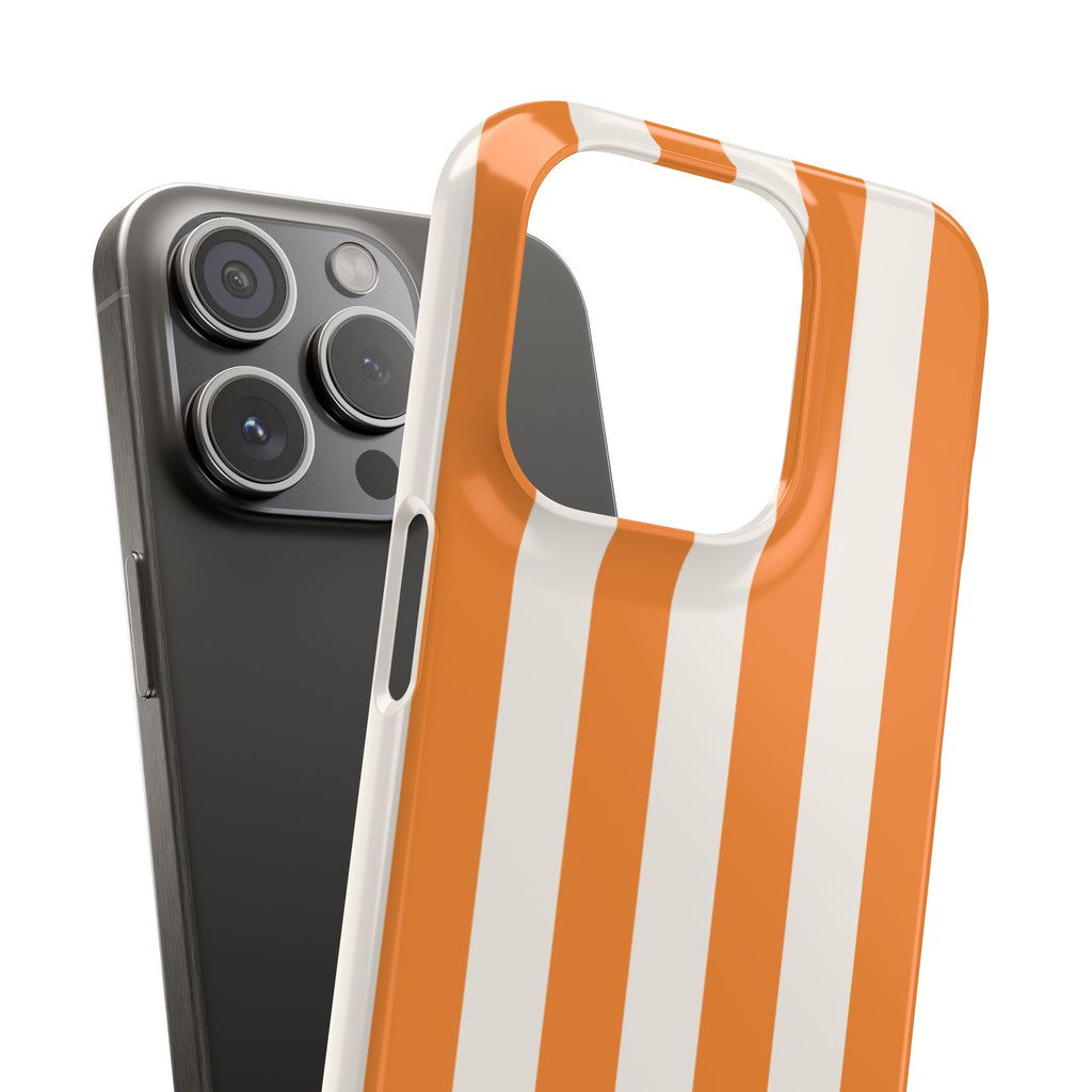 Striped Orange Snap Phone Case — Bold Retro Vertical Stripes iPhone Cover