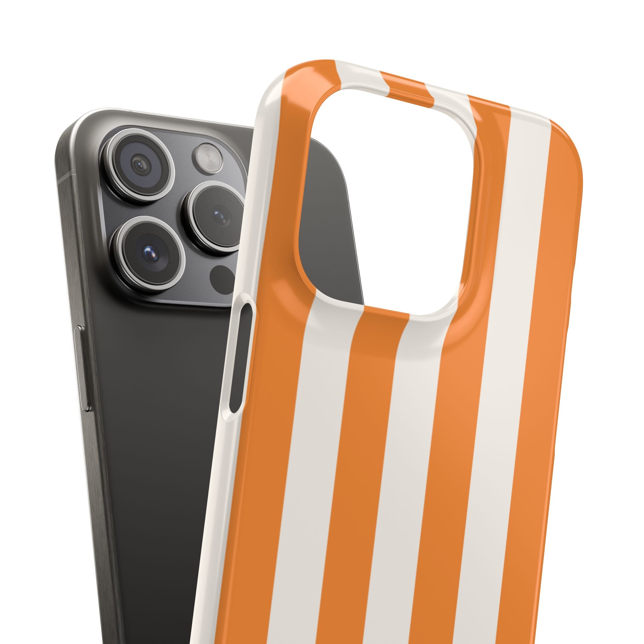 Striped Orange Snap Phone Case — Bold Retro Vertical Stripes iPhone Cover