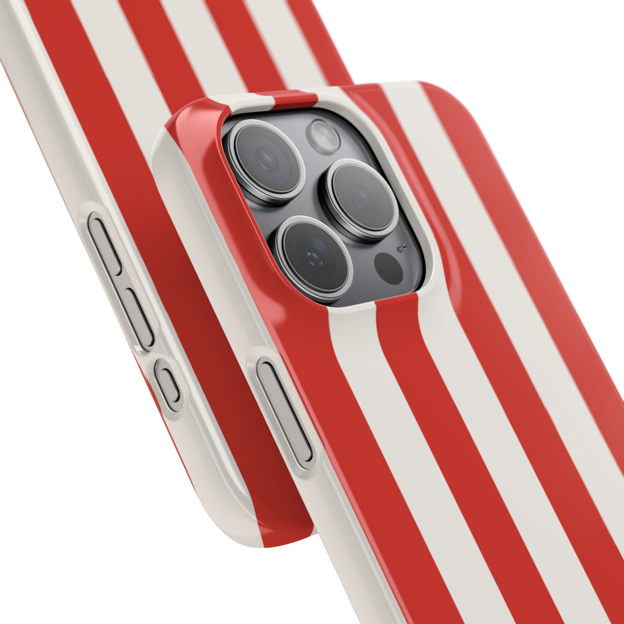 Red & White Striped Phone Case — Bold Nautical-Inspired Snap Cover