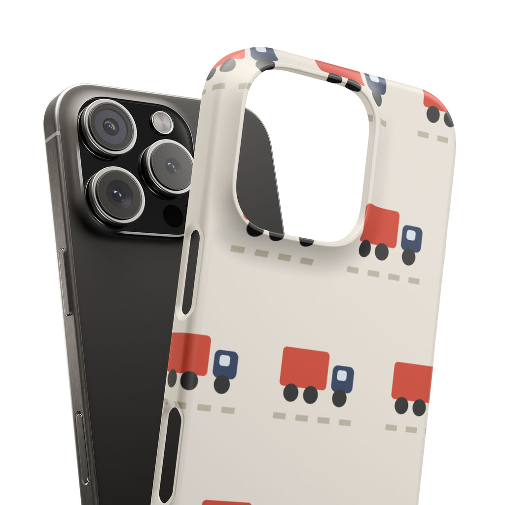 Truck Pattern Phone Case — Cute Red & Blue Delivery Truck iPhone Cover