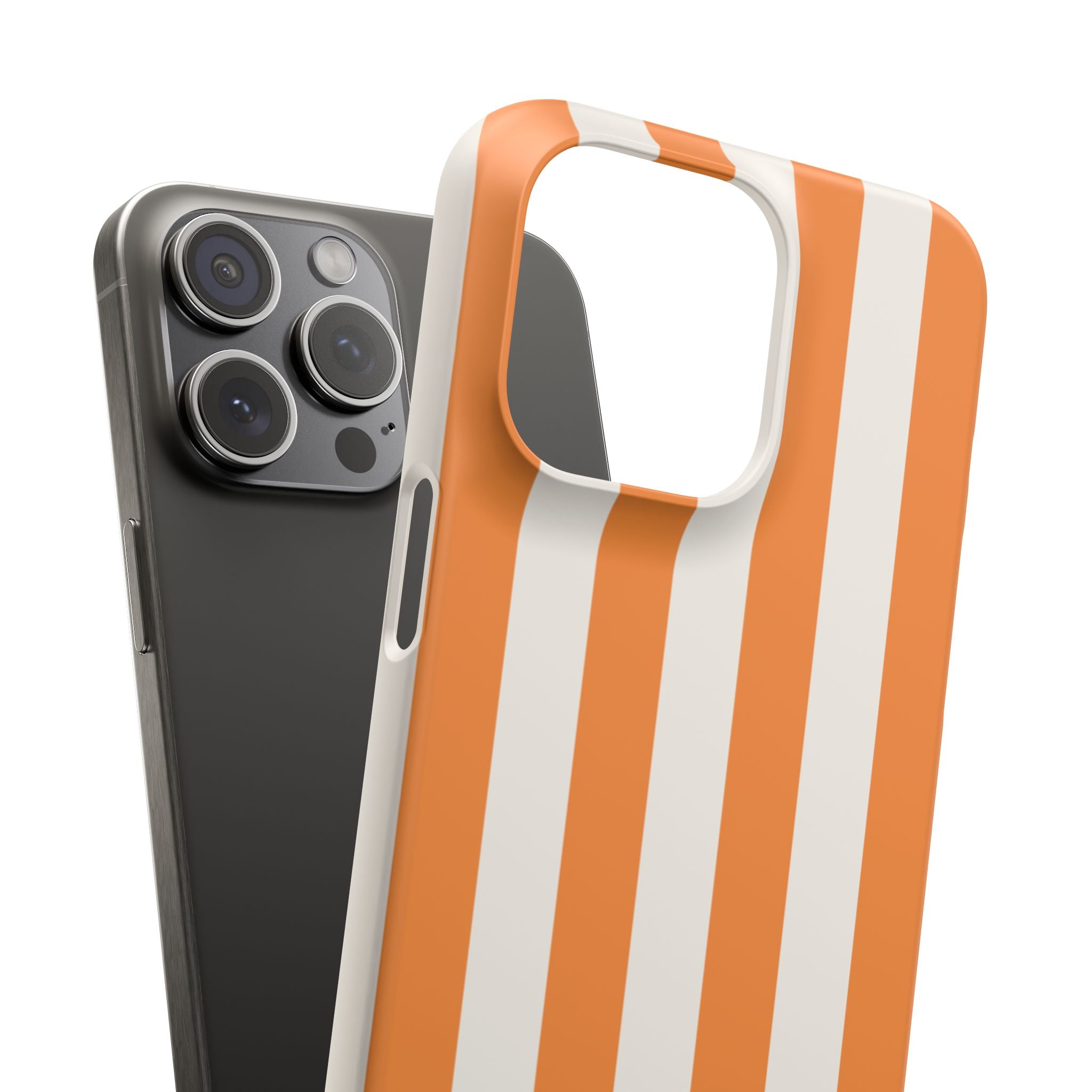 Striped Orange Snap Phone Case — Bold Retro Vertical Stripes iPhone Cover