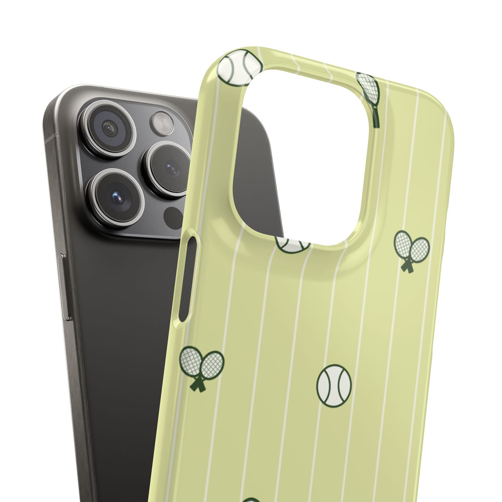 Tennis Pattern Phone Case — Yellow Racket & Ball Snap Case