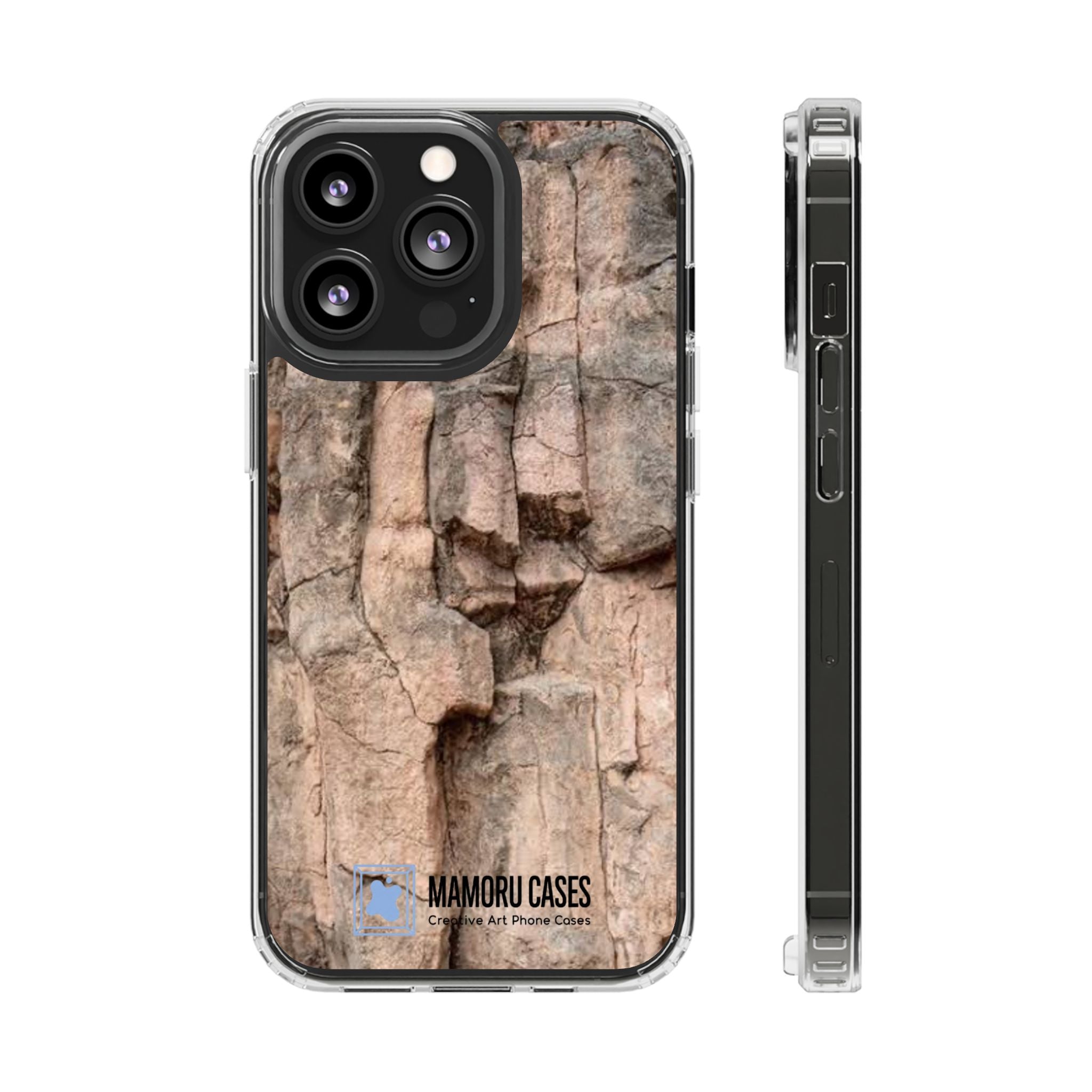 Phone Case — Clear Impact-Resistant Bark Texture Magnetic Cover